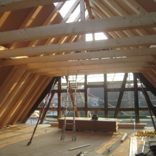 Construction d'une maison alsacienne en colombages