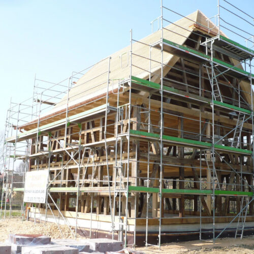 Construction d'une maison alsacienne en colombages