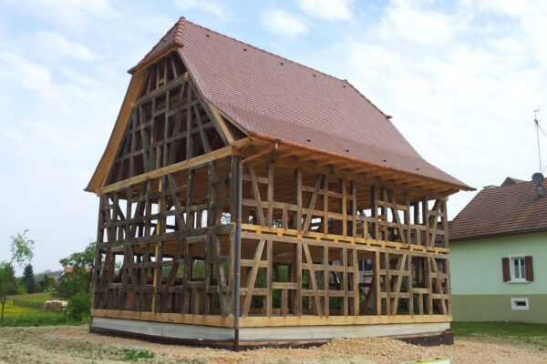 Construction d'une maison alsacienne en colombages