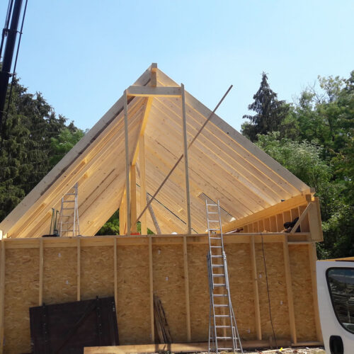 Renovation complète d'une maison ancienne, avec extension structure bois et charpente complète