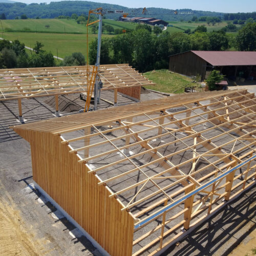 Construction de deux hangars agricoles structure bois