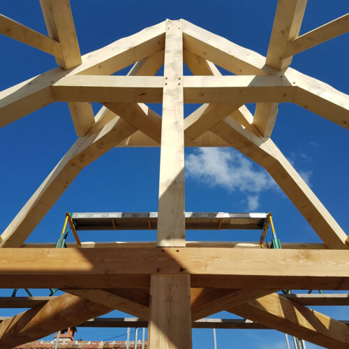 Construction d'une halle de marché - charpente traditionnelle, à Durmenach