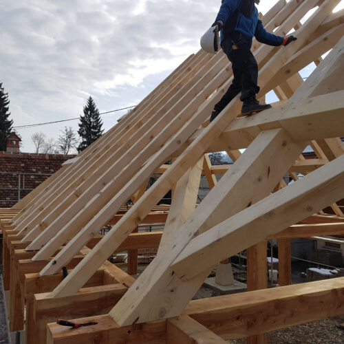 Construction d'une halle de marché - charpente traditionnelle, à Durmenach