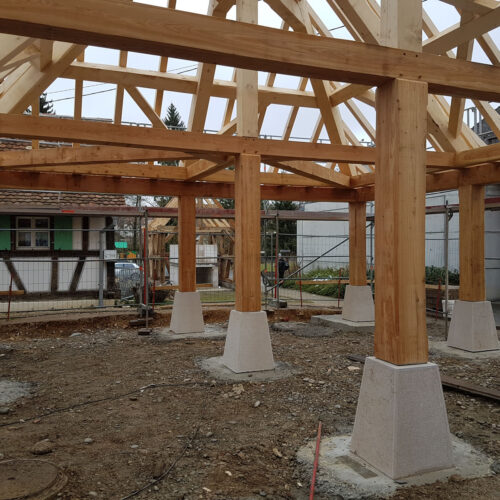 Construction d'une halle de marché - charpente traditionnelle, à Durmenach
